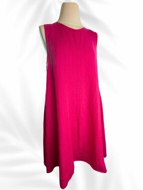 Maeve by Anthropologie Vibrant Magenta Sleeveless A-Line Dress 100% linen sizeS